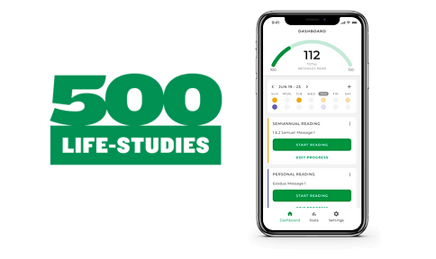 Interface of 500LS app featuring Bible study plans